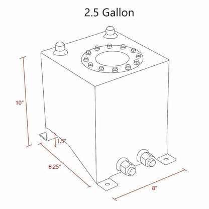 Bethesda Industrial 2.5 Gallon Aluminum Level Racing Sender Drift Fuel Cell Gas Tank Universal