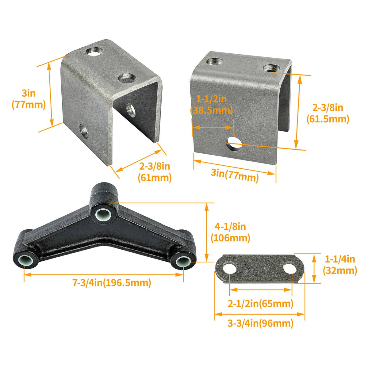 Bethesda Industrial Trailer Leaf Spring Hanger Kit For Double Eye Springs Tandem Axle Suspension Kit