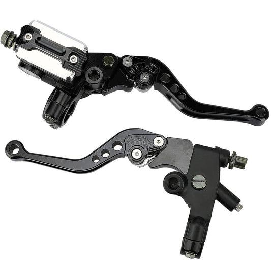 Bethesda Industrial Universal 7/8'' Motorcycle CNC Brake Clutch Master Cylinder Reservoir Lever Set