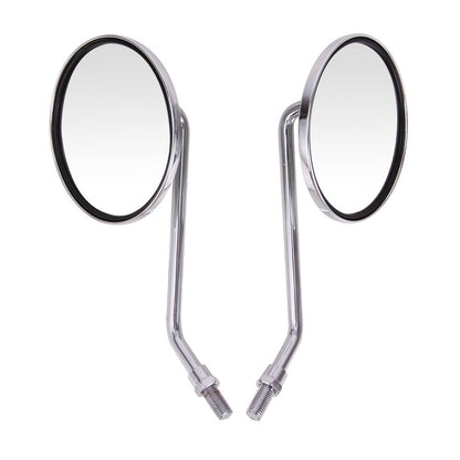Bethesda Industrial 2Pcs Motorcycle Rearview Mirror Set M10/10mm Chrome Round Shape (Classic Style)