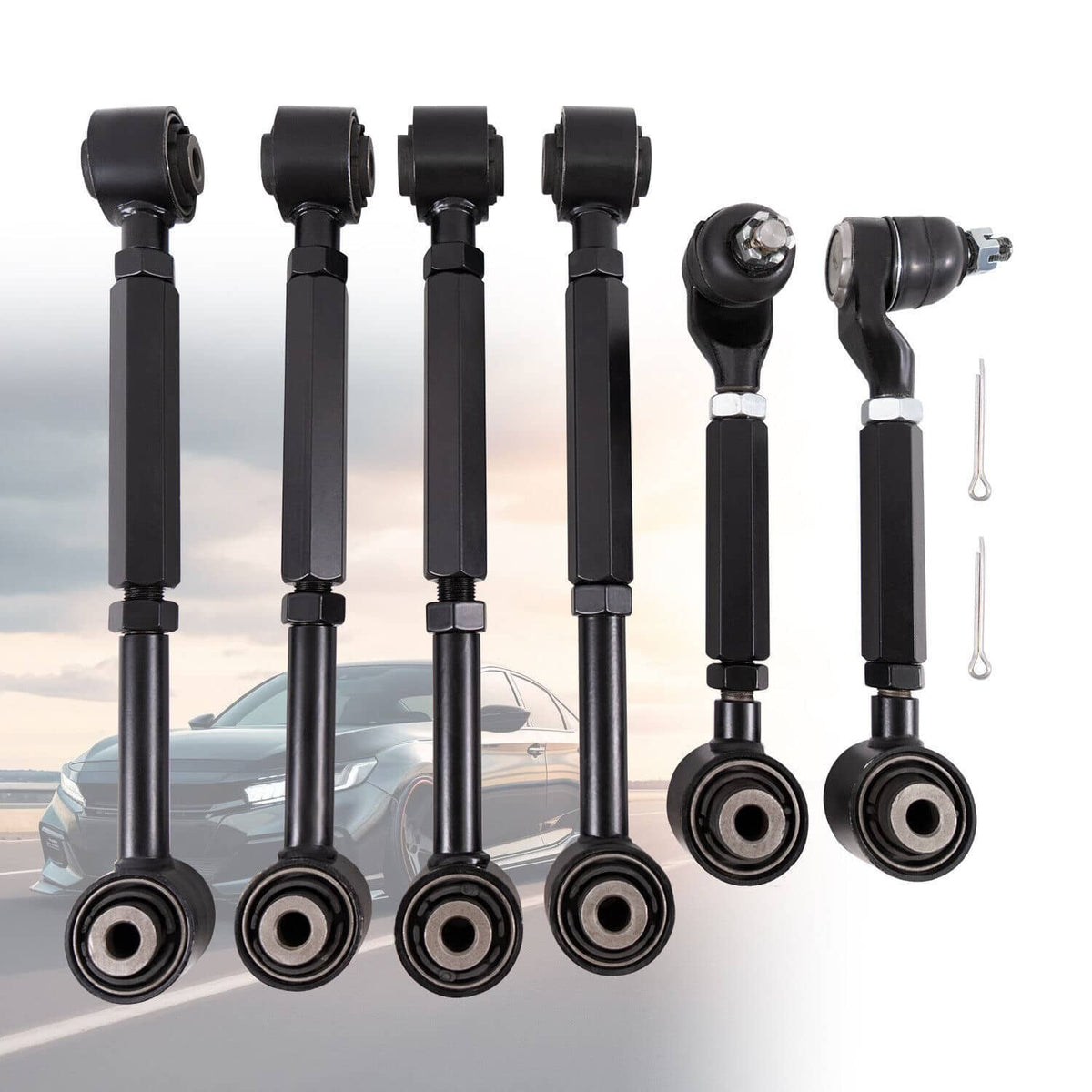 Bethesda Industrial 6pcs Rear Upper + Lower Control Toe Camber Arms for 2003-2007 Honda Accord