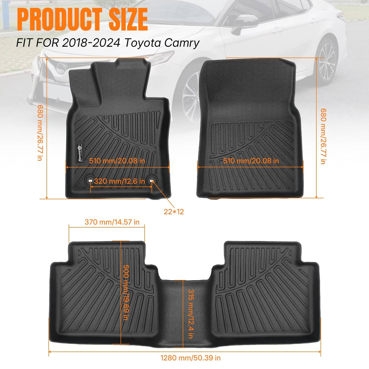 Bethesda Industrial TPE Floor Mats Liner For 2018 2019 2020 2021 2022 203 2024 2024 Toyota Camry FWD