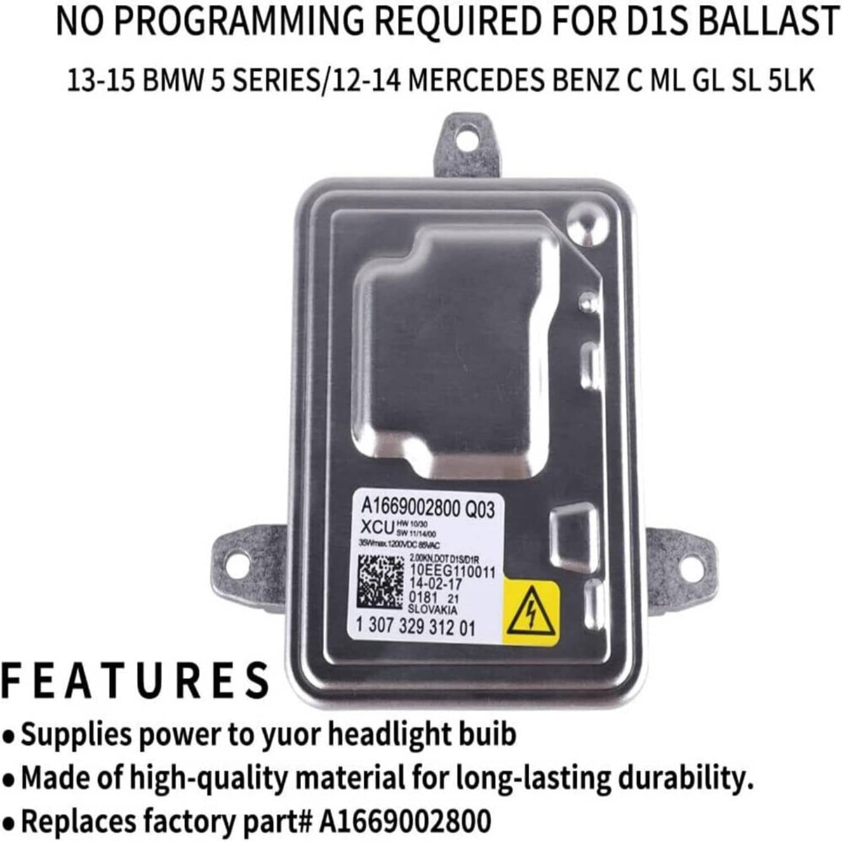 Bethesda Industrial Xenon HID Headlight Unit Ballast A1669002800 Q03 For Benz GL350 ML350 SL65 AMG