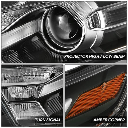 Bethesda Industrial Black Pair Housing Amber Corner Projector Headlight For 2013-2019 Ford Taurus