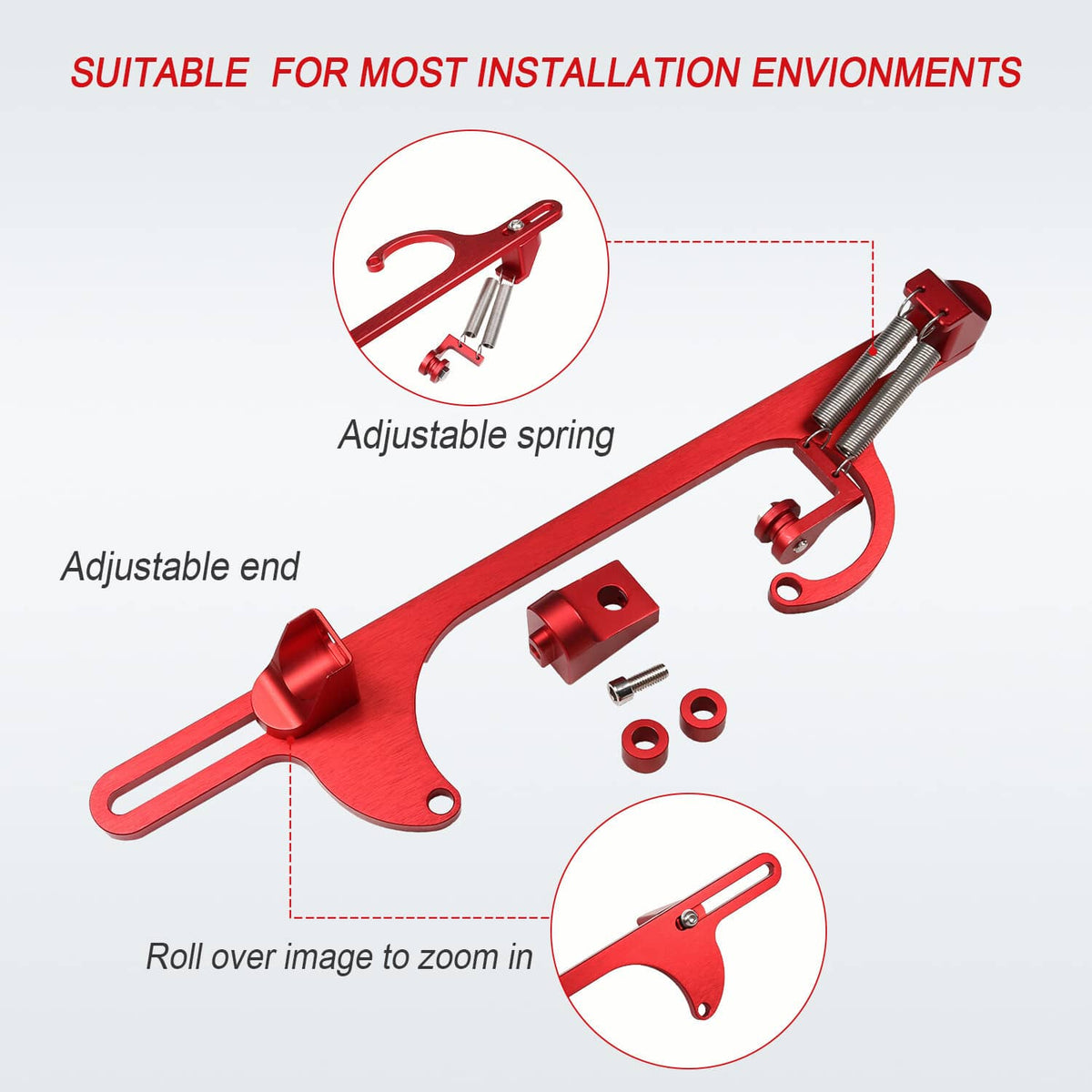 Bethesda Industrial Red Aluminum Throttle Cable Carb Bracket For 4150 4160 Carburetor 350 SBC
