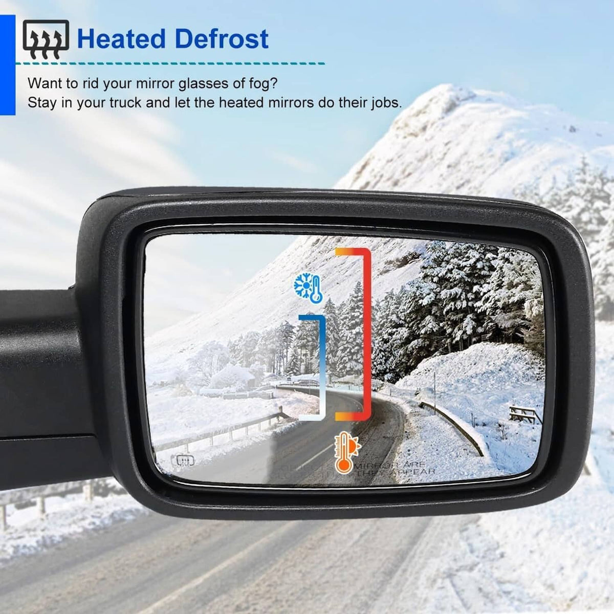 Bethesda Industrial Right/Passenger Side For 13-19 Ram 1500 Manual Fold+Heated+LED Signal Mirror New