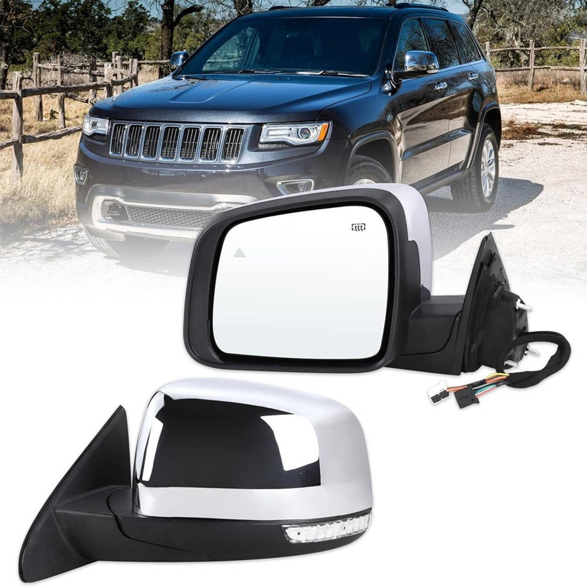Bethesda Industrial Driver Side Mirror w/Manual Folding Blind Spot For 2011-2022 Jeep Grand Cherokee