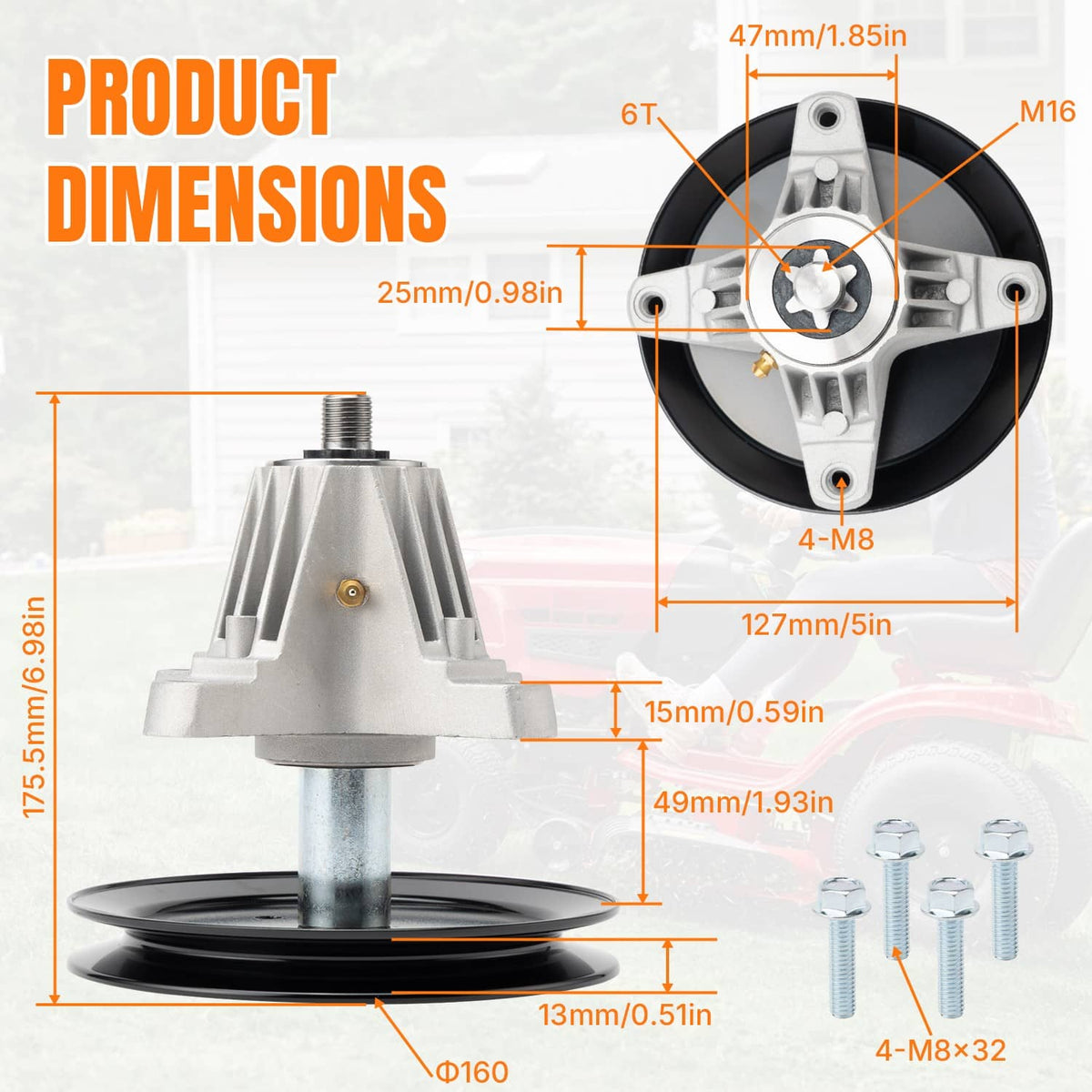 Bethesda Industrial Deck Spindle Assembly for MTD Craftsman 918-06989 T1500 T1600 CLT46CVT 618-06989