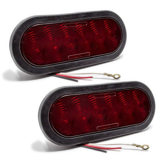 Bethesda Industrial (2) 12V Trailer LED Brake Stop Light Kit 6-inch Oval Marker Lights