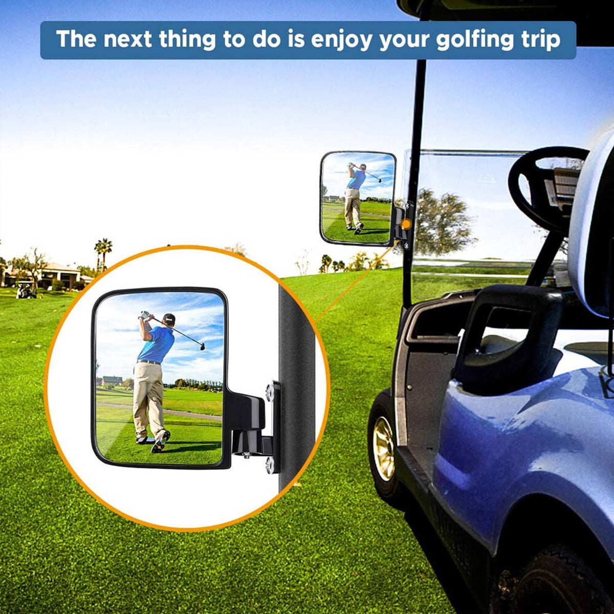 Bethesda Industrial Universal Golf Cart Side Mirrors No Drilling Rear View Mirror for EZGO Club Car