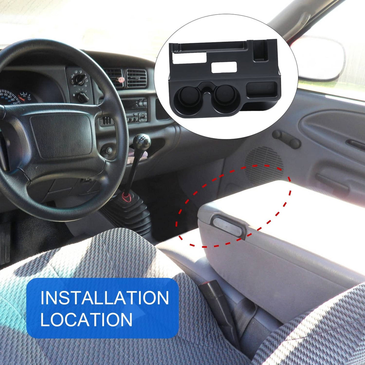 Bethesda Industrial Cup Holder Center Console Organizer For 1999 2000 2001 Dodge Ram 1500/2500/3500