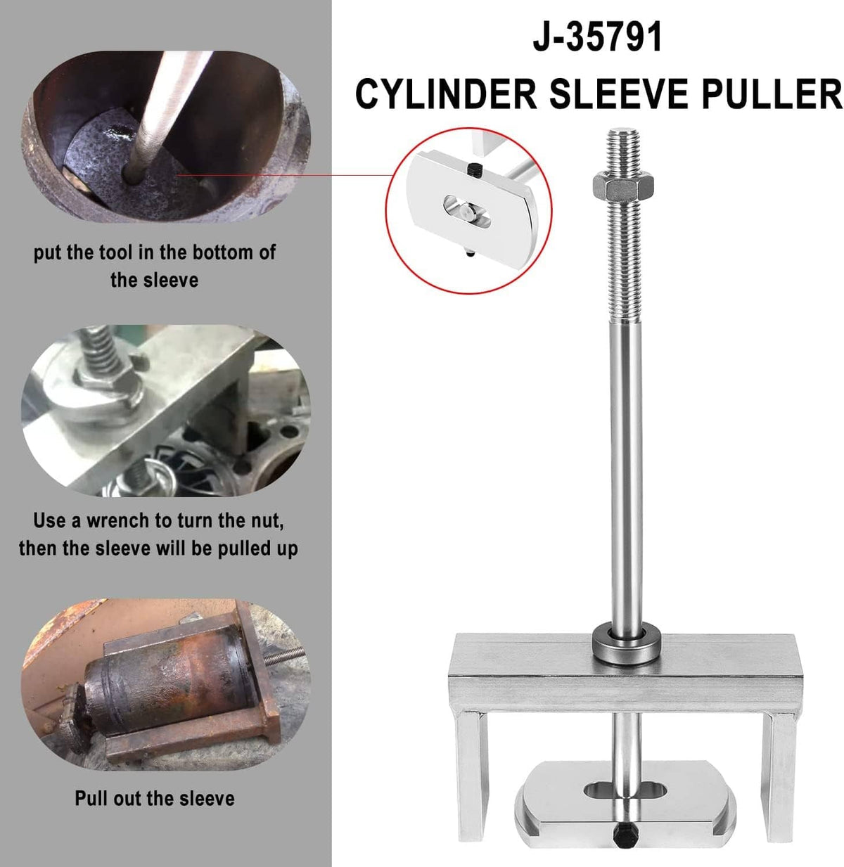 Bethesda Industrial J-35791 Cylinder Liner Puller Sleeve Remover Tool for Detroit Diesel DD60 DD50