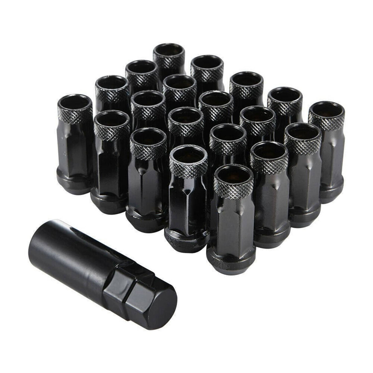 Bethesda Industrial 20Pcs M12x1.5mm Extended Steel Open Ended wheel Lug Nuts For Toyota Honda Black