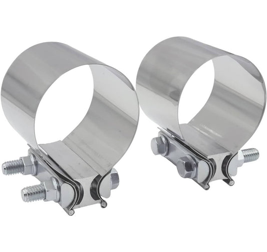 Bethesda Industrial 2Pcs 2.5" Inch Butt Joint Band Exhaust Clamp Sleeve Coupler T304 Stainless Steel
