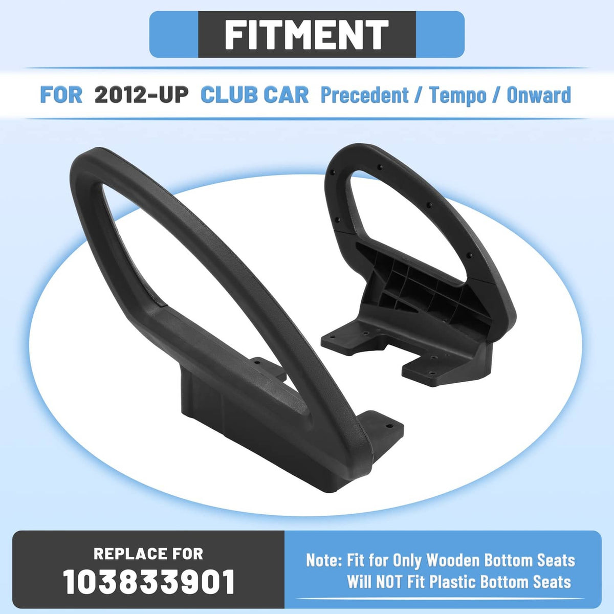 Bethesda Industrial Hip Restraint Kit #103833901 For Club Car Precedent 2012+ Driver Passenger Side