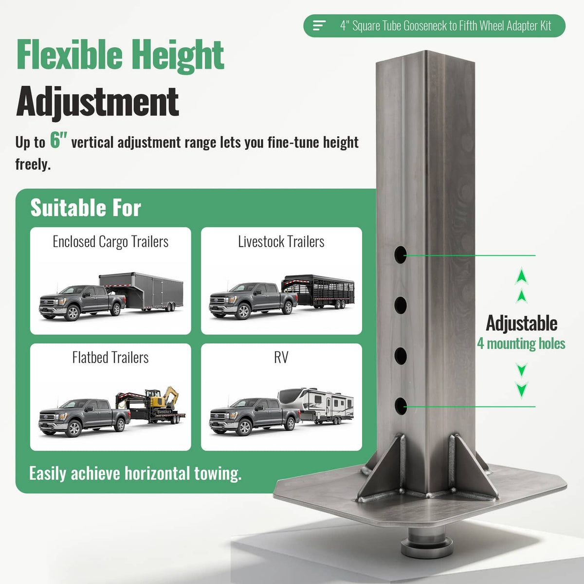 Bethesda Industrial Trailer Coupler Adapter Heavy-Duty Inner Part For Gooseneck To 5th Wheel Square