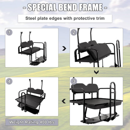 Bethesda Industrial Rear Flip Seat Back Seat Kit For Club Car PRECEDENT/TEMPO Golf Cart w/ Grab Bar