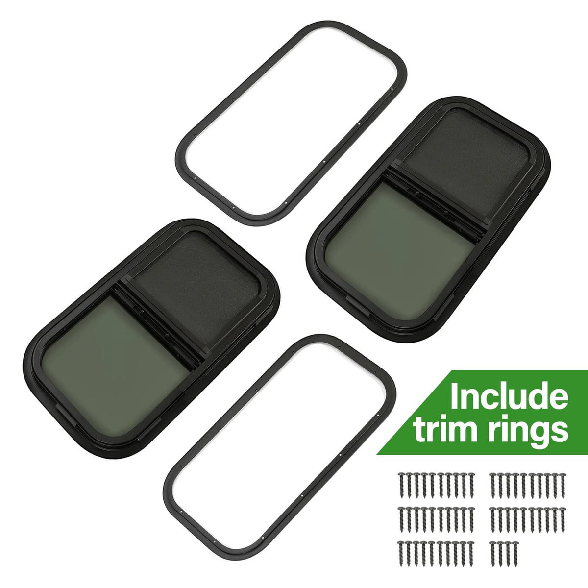 Bethesda Industrial 2 Pack 12"L x 22"W Wall Vertical Sliding RV Window Cargo Trailer W/Trim Kit