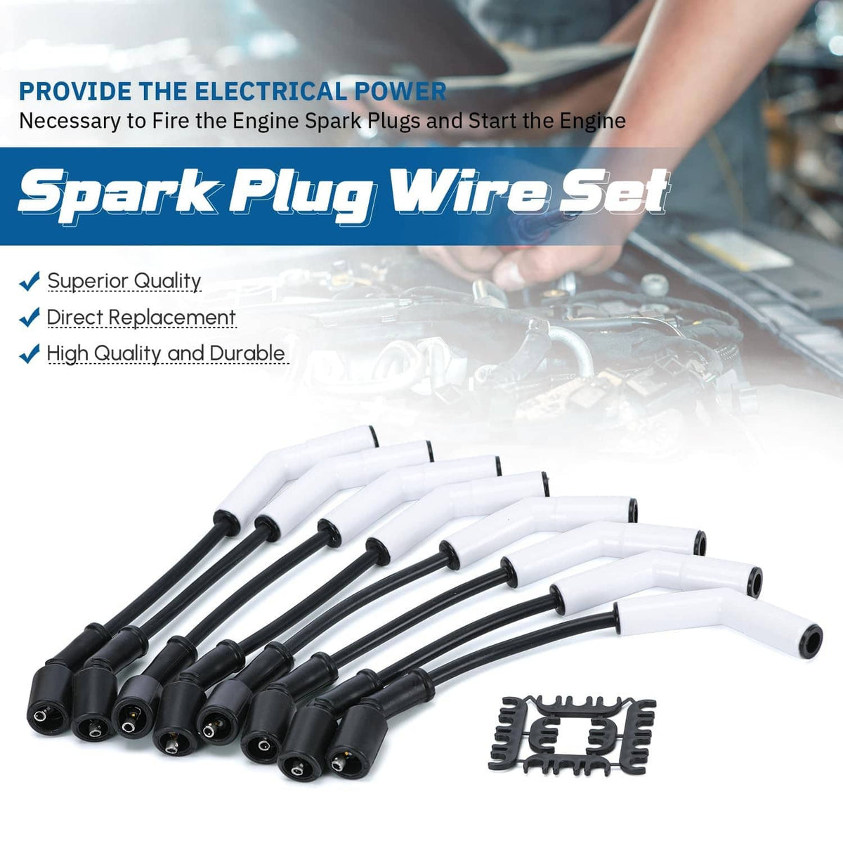 Bethesda Industrial New Spark Plug Wire Set 9070C Extreme 9000 Ceramic Boot for GM LS3 LS4 LS7 LT