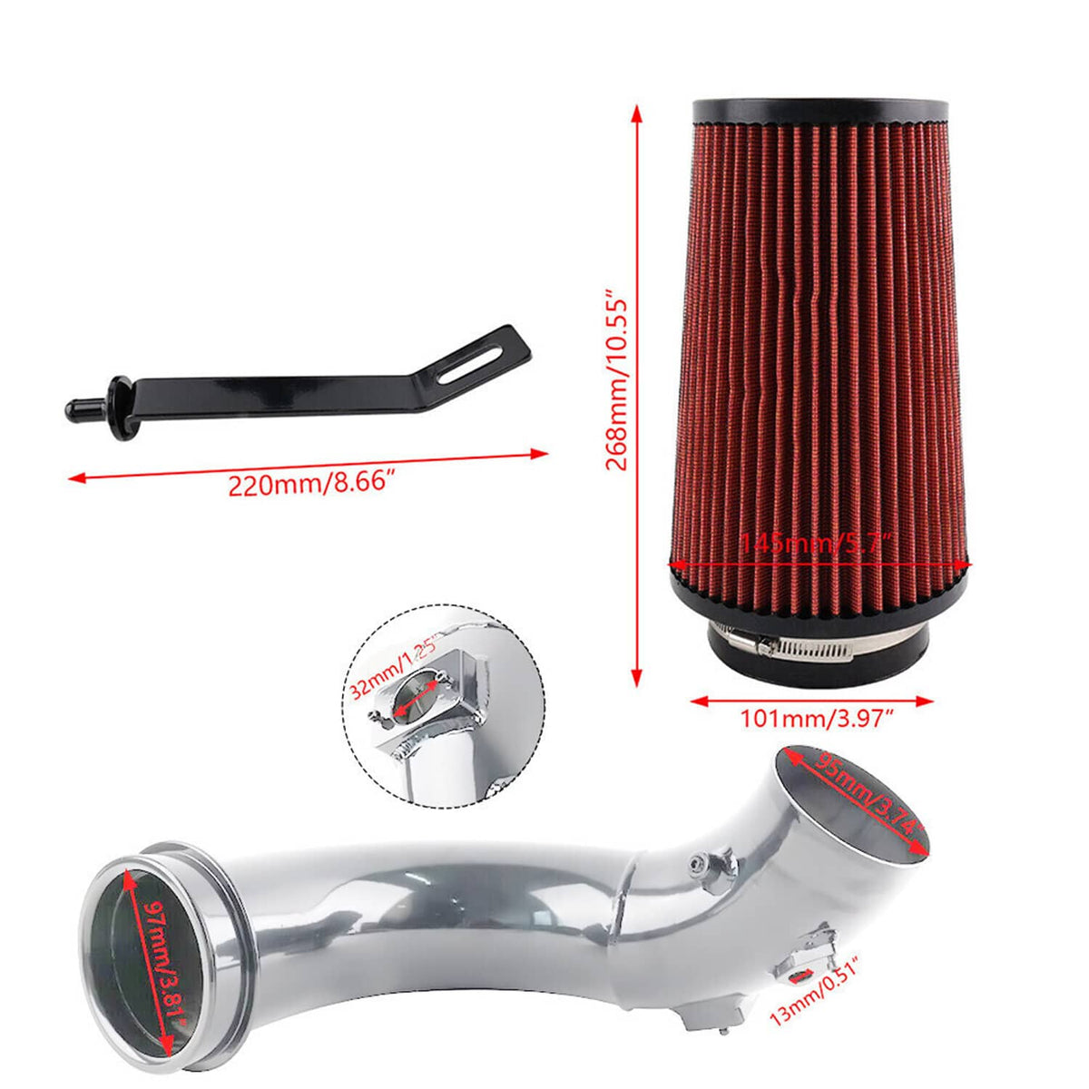 Bethesda Industrial Oiled Filter Cold Air Intake Kit For 2007-2012 Dodge Ram 6.7L Cummins Diesel