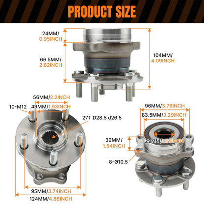 Bethesda Industrial 2X Rear Wheel Bearings and Hub For Subaru Forester 2014-18 Impreza 2012-14 Base