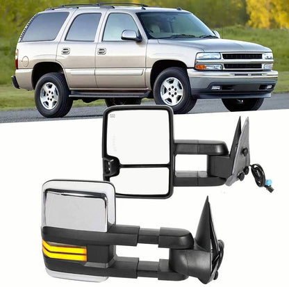 Bethesda Industrial Chrome Tow Mirror Power Heated Extend For 2003-07 Silverado Sierra Suburban 1500