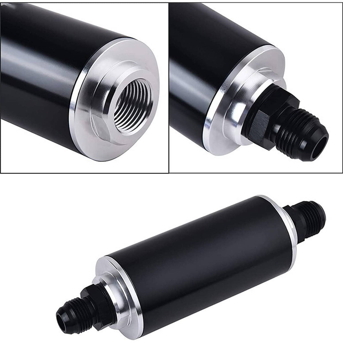 Bethesda Industrial Inline Fuel Filter 100 Micron with 6AN 8AN 10AN Adapter Universal Cleanable 58mm
