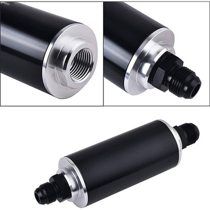 Bethesda Industrial Inline Fuel Filter 100 Micron with 6AN 8AN 10AN Adapter Universal Cleanable 58mm