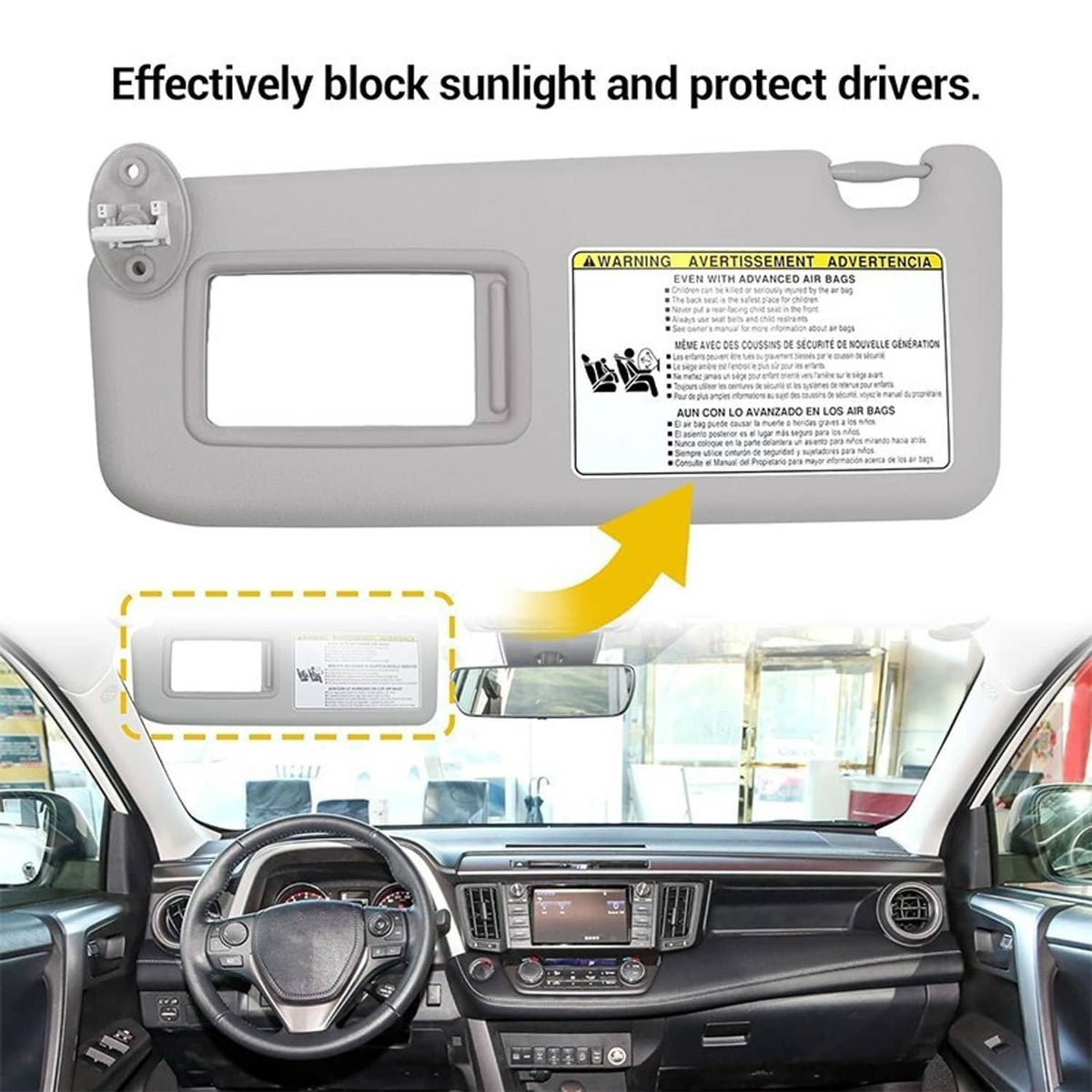 Bethesda Industrial Gray Sun Visor W/ Mirror for 2013-18 Toyota RAV4 74320-42595-B1 Left Driver Side