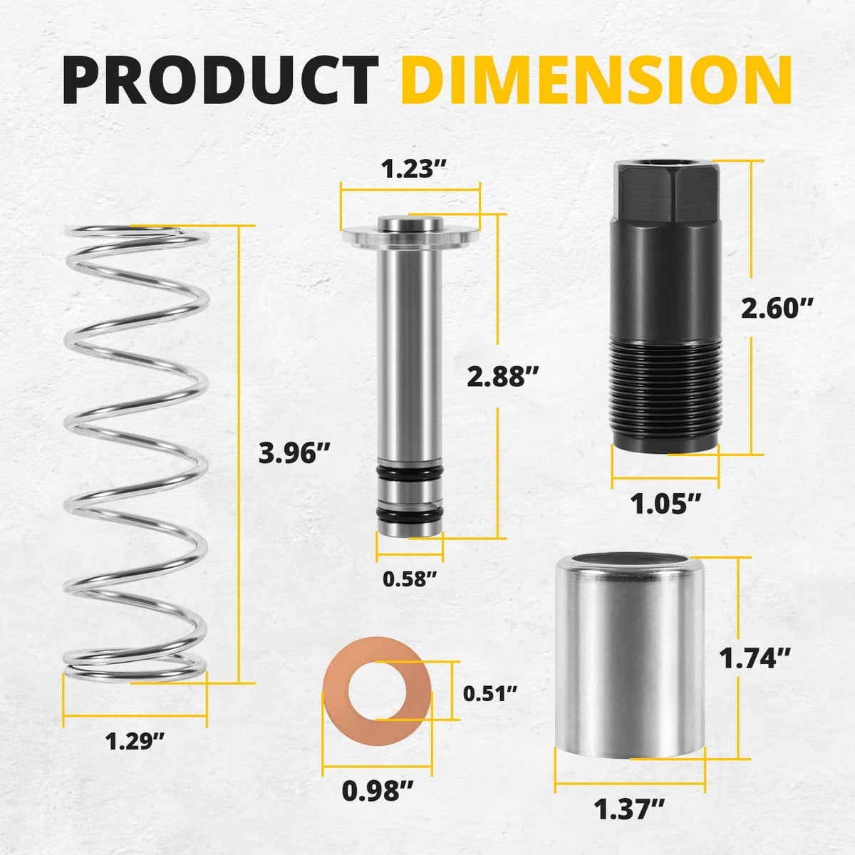 Bethesda Industrial Replacement Pump Piston fits Harbor Freight-Costco-Arcan-Matco 3 & 3 1/4 t. jack