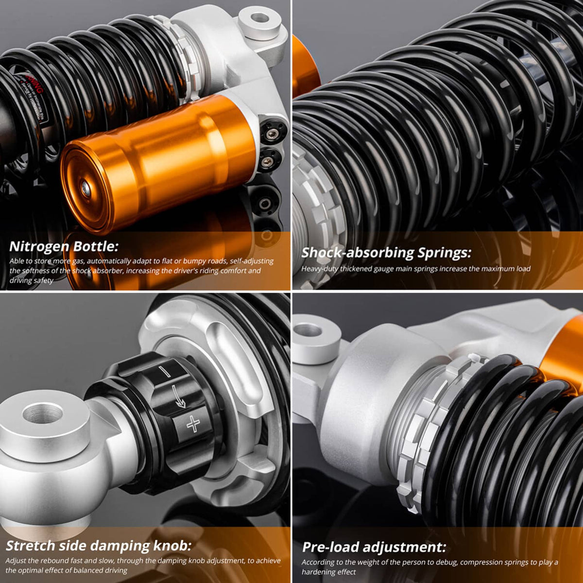 Bethesda Industrial Front Left Right Shocks Absorber for Yamaha YFZ350 Banshee 1987-1999 2000-2006