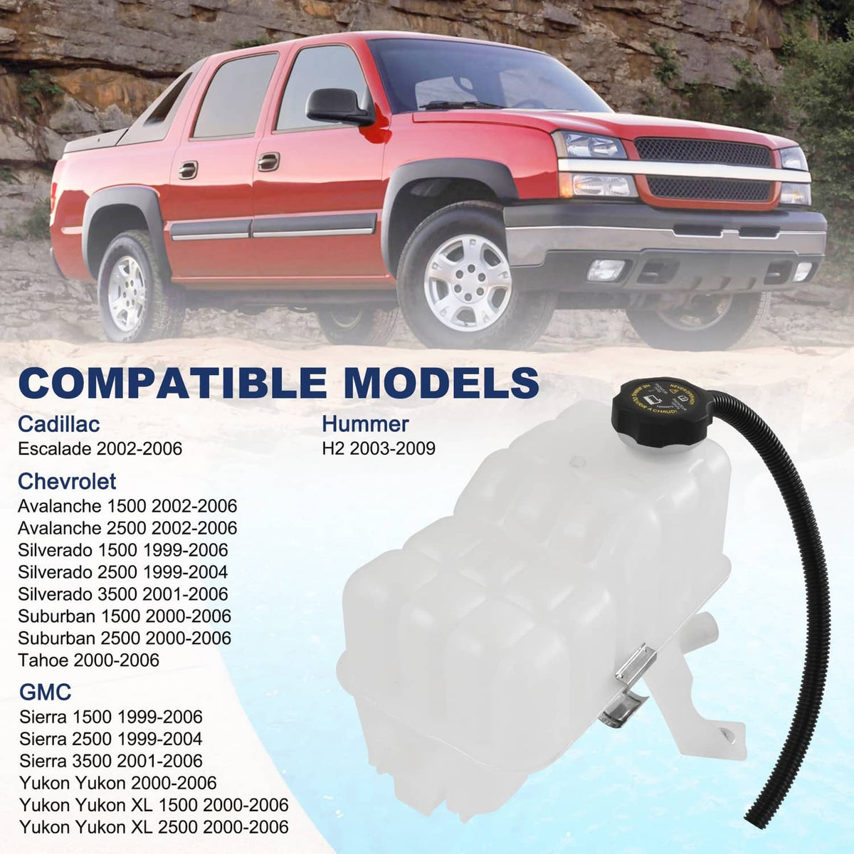 Bethesda Industrial Coolant Recovery Tank Overflow Reservoir w/Cap For GMC Chevy Cadillac H2 15PSI