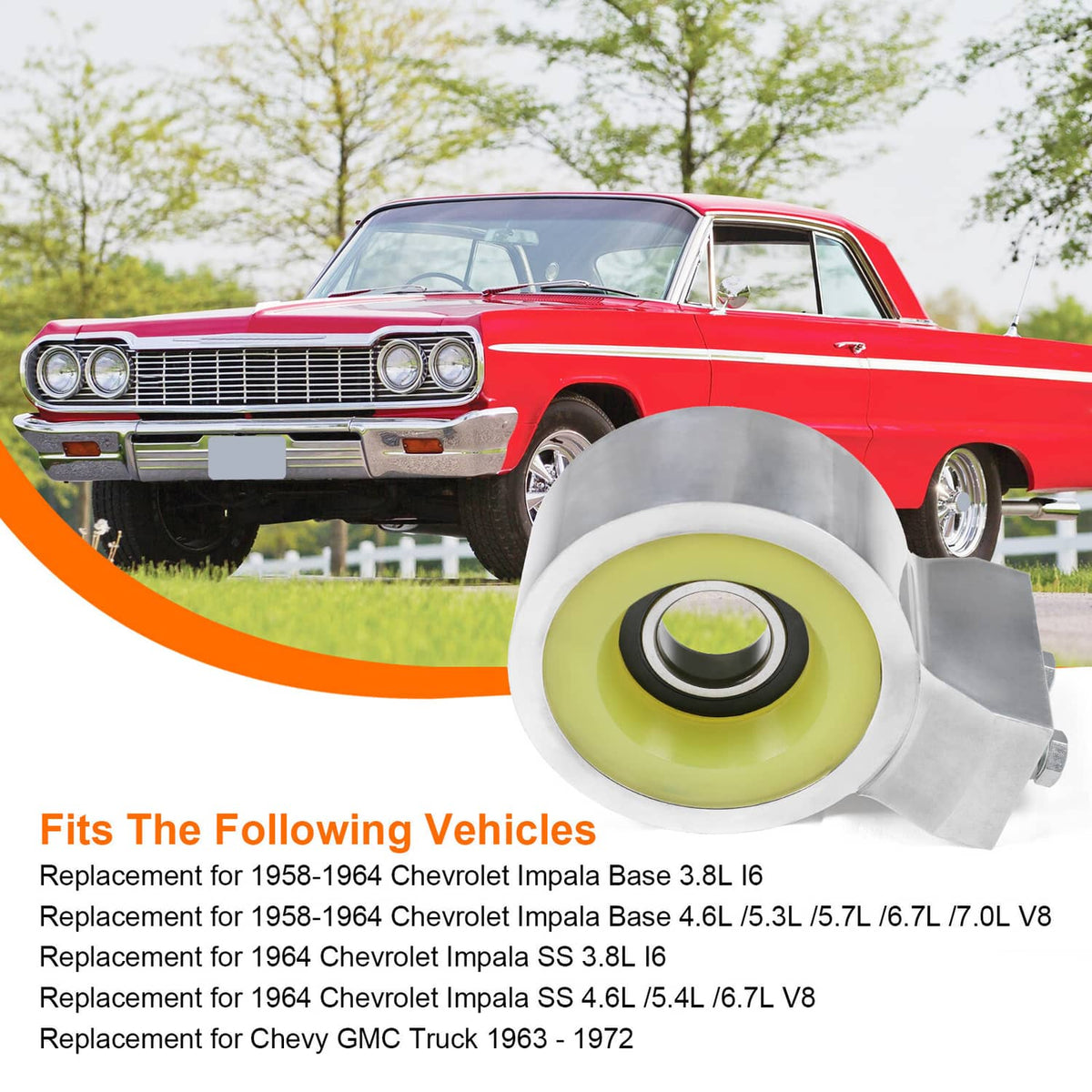 Bethesda Industrial Heavy Duty Aluminum Poly Driveshaft Carrier Bearing For 58-1964 Chevy Impala
