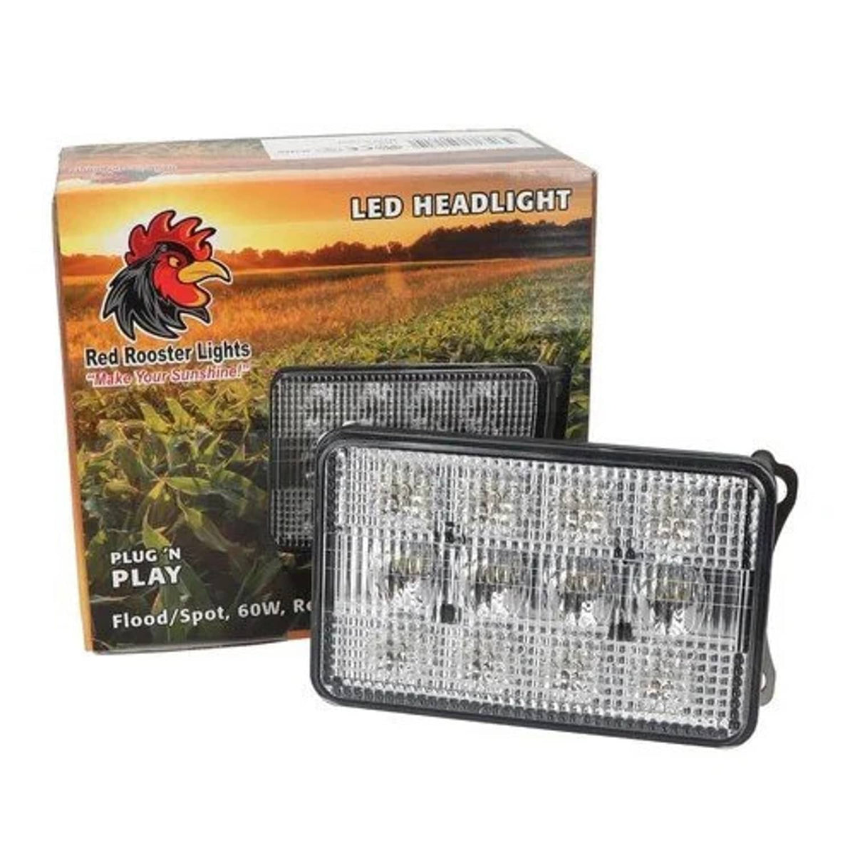 Bethesda Industrial Red Rooster® LED Headlight - 60W Rectangular Flood / Spot Combo