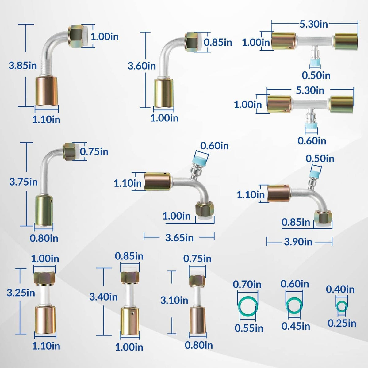 Bethesda Industrial Air Conditioning Hose & Fitting Kit Includes 6.5ft #6#8#10 AC Hoses and Fittings