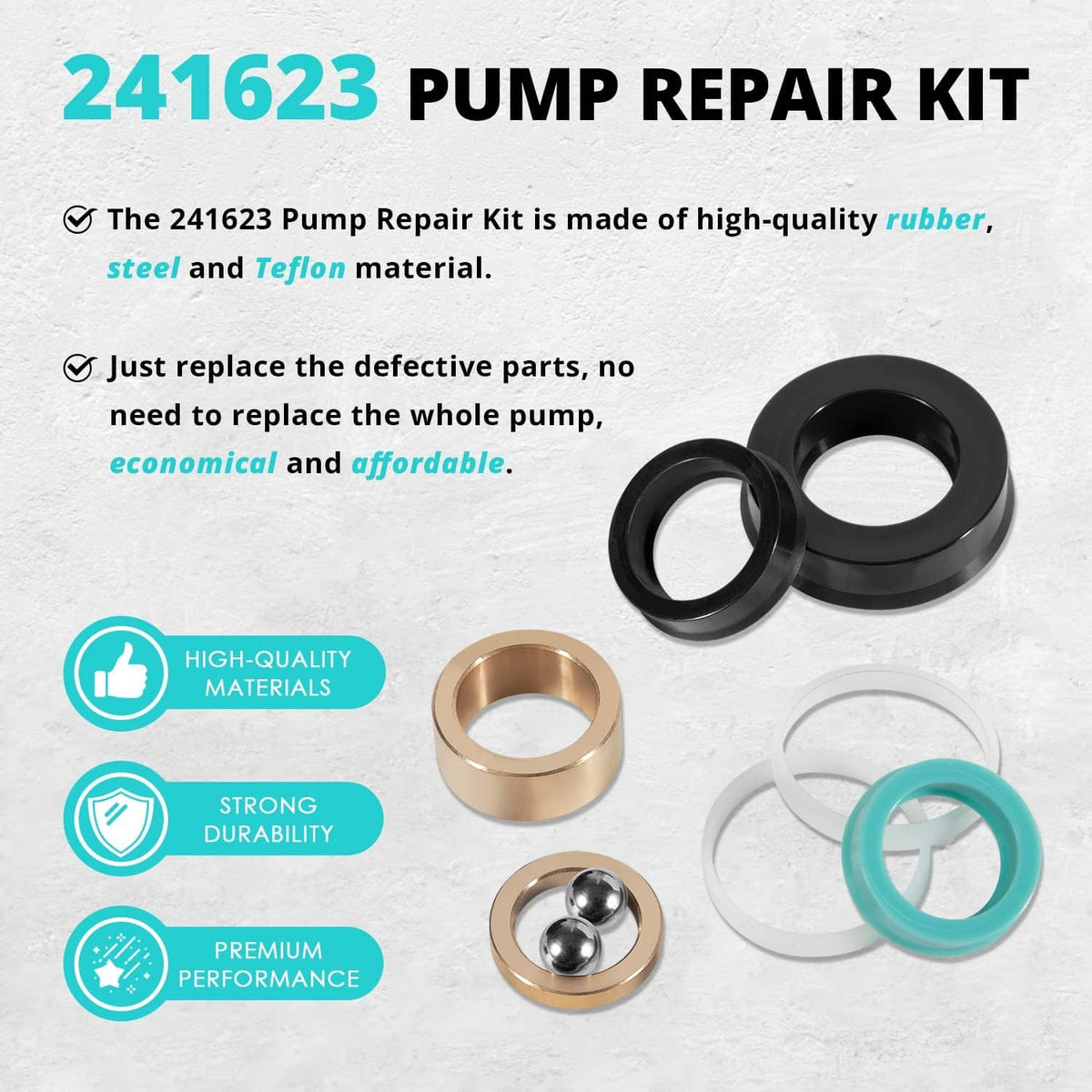 Bethesda Industrial 241623 Pump Repair Kit Fit for Fireball 300 (50:1) & Dynastar 10:1 Grease Pumps