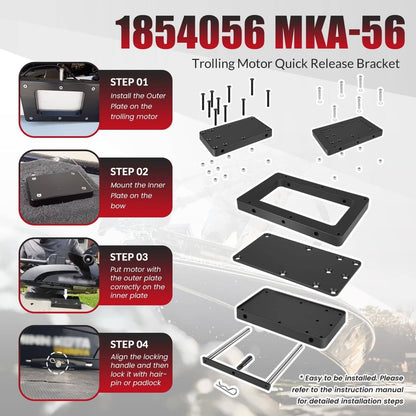 Bethesda Industrial 1854056 MKA-56 Quick Release Bracket for Minn Kota QUEST Trolling Motor, Black