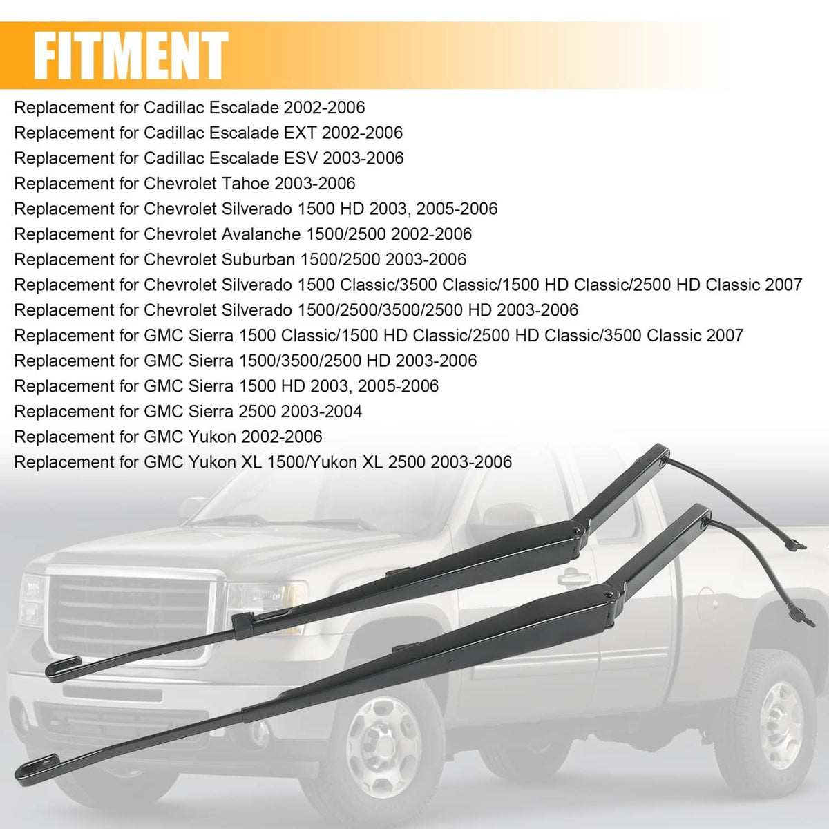 Bethesda Industrial Windshield Wiper Arms Fit 99-07 Chevy Silverado Suburban Tahoe GMC Sierra Yukon