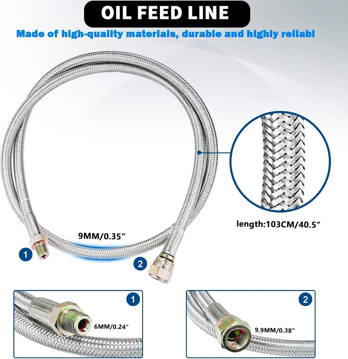 Bethesda Industrial Universal Turbo Oil Line Feed Kit w/ Return Drain Flange T3 T4 T04E Oil Pan Plug
