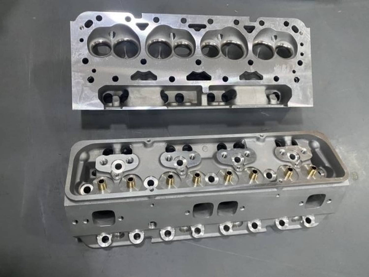 Bethesda Industrial 1 Pair For Chevy SBC 283 302 350 400 Bare Cylinder Heads 205cc/64cc Angle Plug