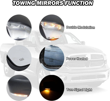 Bethesda Industrial Right/Passenger Side Fold+Heated+LED Signal Mirror For 2013-2019 Ram 1500 Power
