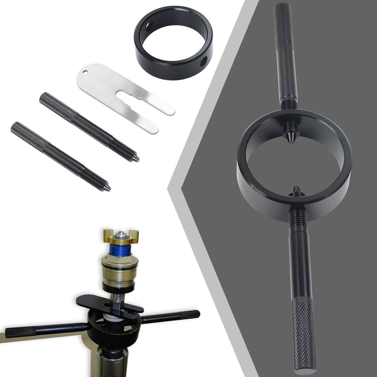 Bethesda Industrial Universal Motorcycle Fork Spring Compressor Tool and Fork Oil Level Tool Kit