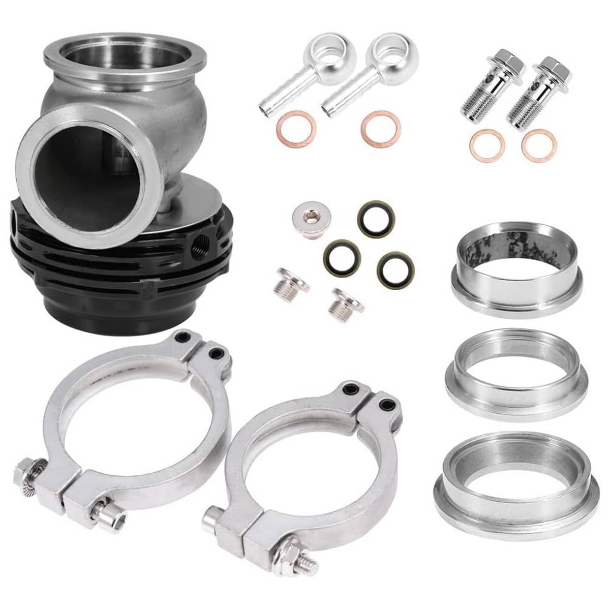 Bethesda Industrial 60MM V-Band Flange Clamp Wastegate EWG Waste Gate 10 & 18 PSI Spring Kits Black
