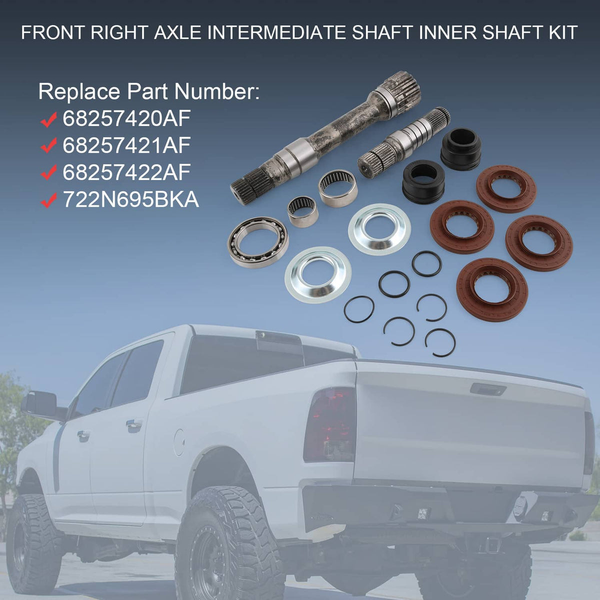 Bethesda Industrial Front Right Differential Axle Intermediate Shaft Inner Kit Fits 12-2022 Ram 1500