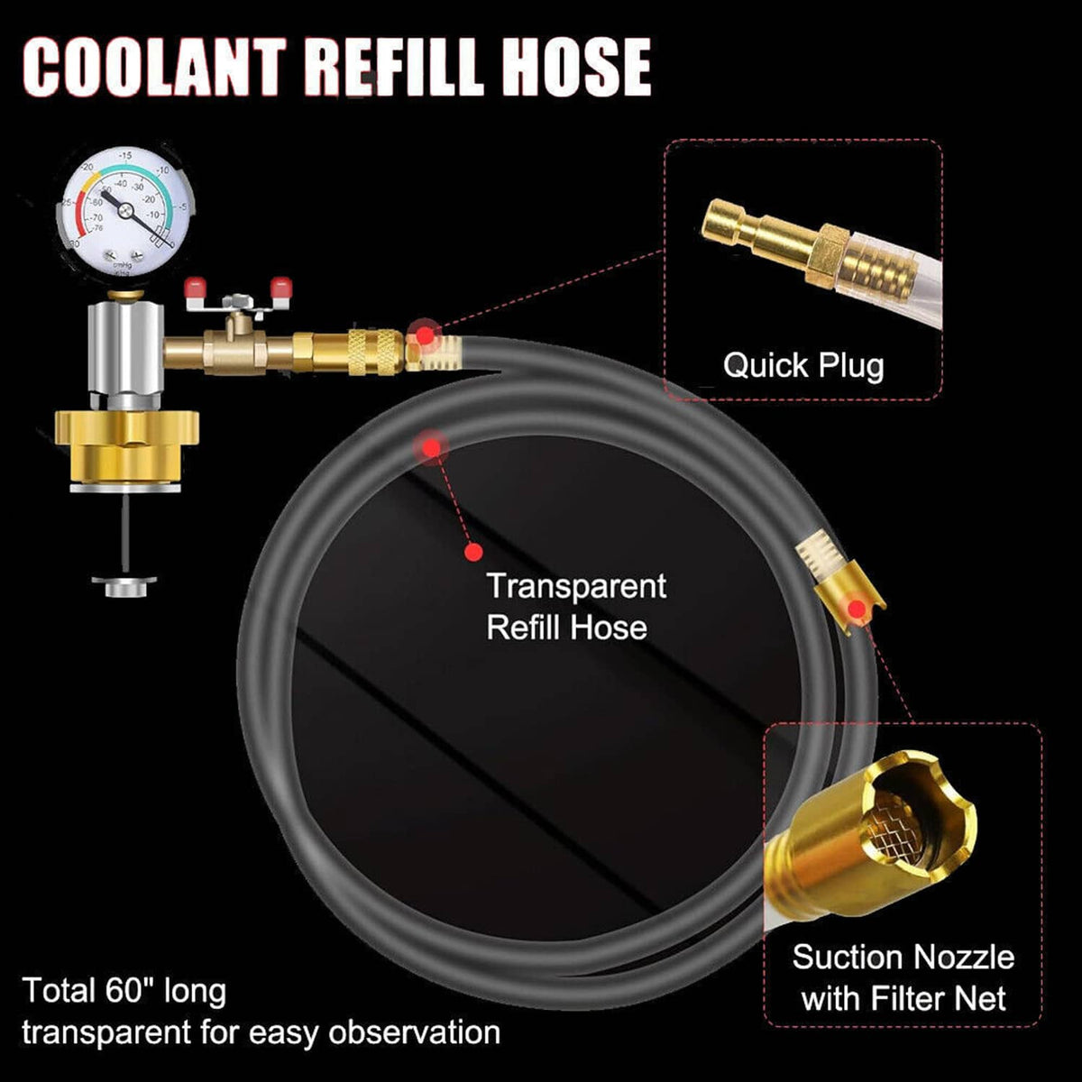 Bethesda Industrial Auto Coolant Vacuum Kit Cooling System Vacuum Radiator Kit Refill & Purging Tool
