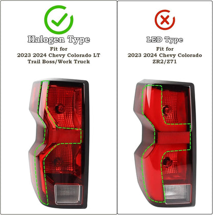 Bethesda Industrial Driver & Passenger Side Halogen Tail Lights w/ Bulb For 2023 2024 Chevy Colorado
