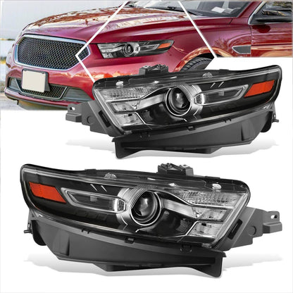 Bethesda Industrial 2Pcs Black Housing Amber Corner Projector Headlight For 2013-2019 Ford Taurus