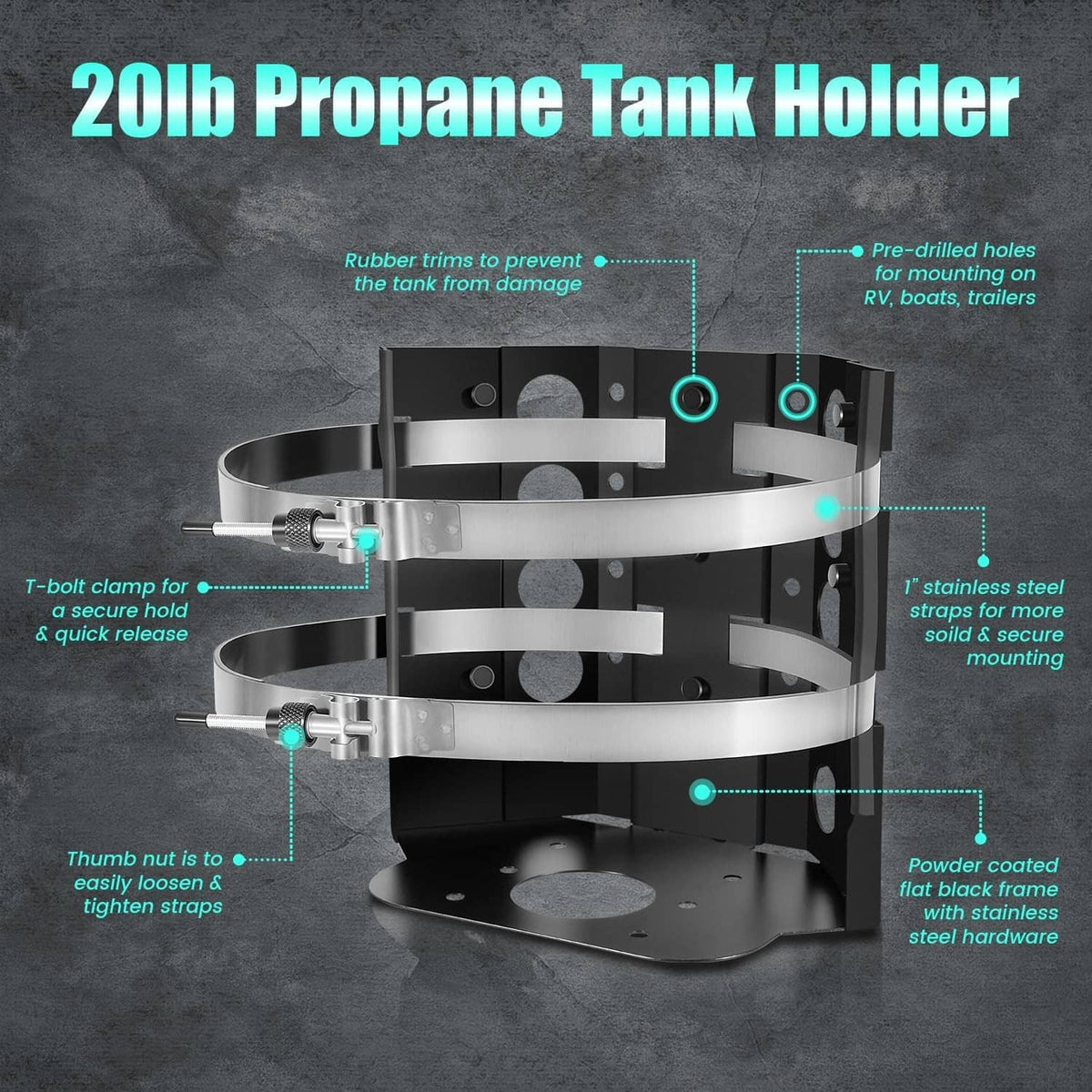 Bethesda Industrial 20lb Propane Tank Mounting Bracket Replace BKT-2290 for Vehicle RV Trailer Boat