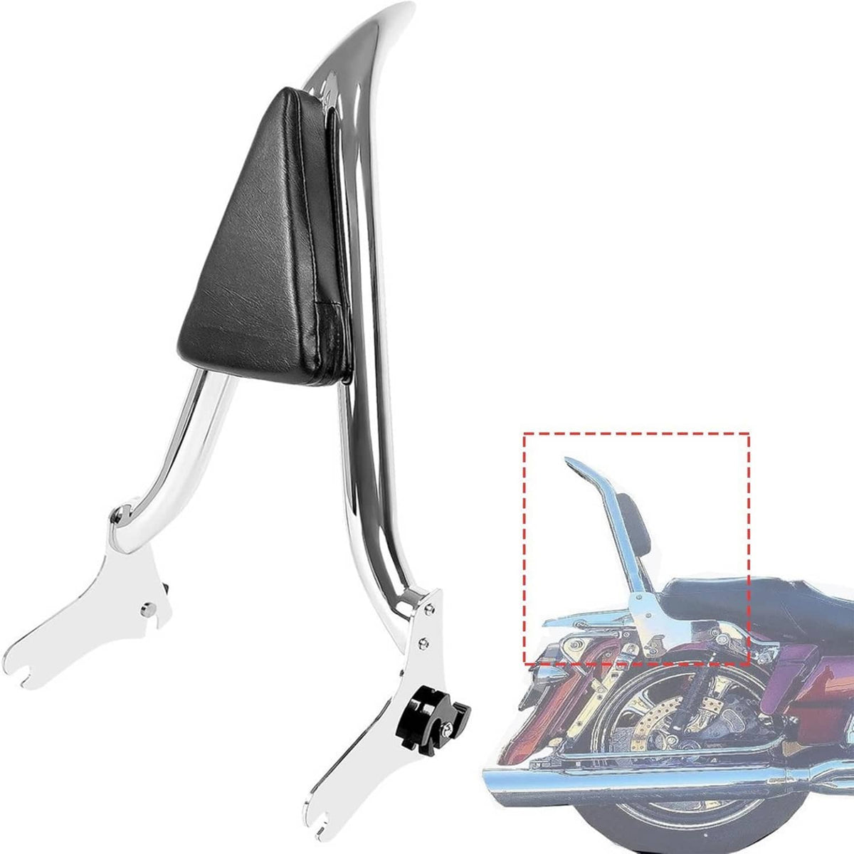 Bethesda Industrial New 22'' Chrome Backrest Sissy Bar For Harley Road King Electra Glide 1997-2008