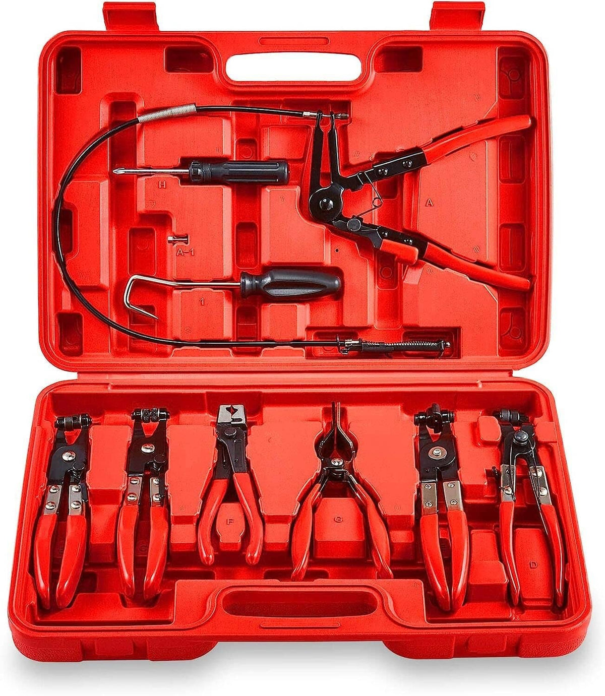 Bethesda Industrial 9PCS Hose Clamp Clip Plier Set Swivel Jaw Flat Angled Band Automotive Tool Set